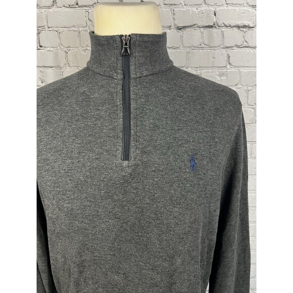 Polo Ralph Lauren Sweater Men M 1/4 Zip Pullover Gray 69%Cotton 29%Viscose Soft - Picture 5 of 7